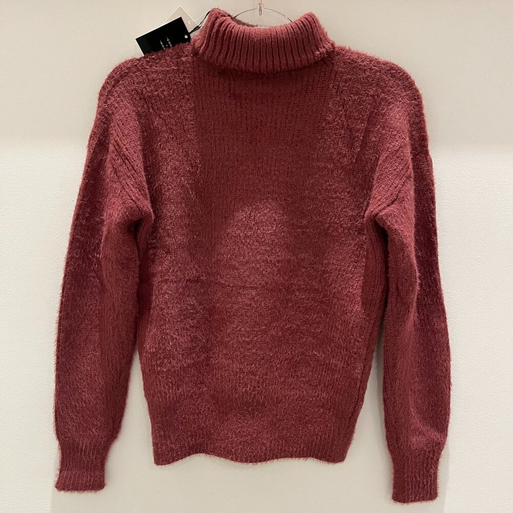 Code x Mode Fuzzy Ribbed Knit Turtleneck Sweater Mauve Size S